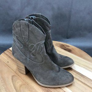 Esprit Brown Faux Suede Pull On Block Heel Western Boots Womens Size 6